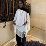 Fringe cape beige