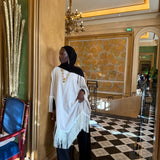 Fringe cape beige